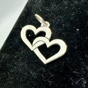 JAMES AVERY Sterling Silver Two Double Linked Intertwined Hearts Charm; RETIRED